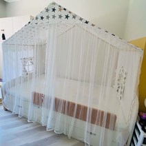 커튼형 텐트 공주침대 캐노피 침실 공주방 모기장 하우스, 100x190x150