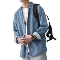 ANKRIC 카우보이 셔츠 남자 긴소매 한국 패션 고급 남성 의류 셔츠 느슨한 일본 여름 캐주얼 코트 남성와이셔츠