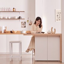 [방문설치] 크라운퍼니쳐 모던 수납 홈바 아일랜드식탁 1400 2colors, 화이트