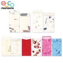 마음담아 고급 수제 꽃 한지 봉투 A 10장 묶음, 4. 빨강금가루 금꽃10p