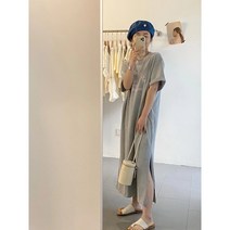 잇츠스타일 롱 티셔츠 원피스 옆 트임 루즈핏 여름 등원룩 원피스
