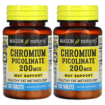 메이슨 내추럴 크롬 피콜리네이트 200mcg 100정 X 2개, 2개(100정＋100정)