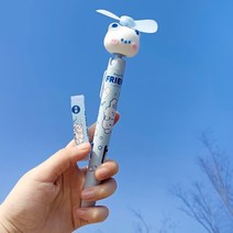 선풍기 볼펜 귀여운 다기능 케릭터 펜 팬, 0.5mm, 3 색 펜 - 우유 설탕 일기 / 4 개의 배터리를 보