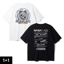 [2PACK] 앨빈클로 프린팅 사일런트 베어 NASA 오버핏 반팔티 2종 패키지