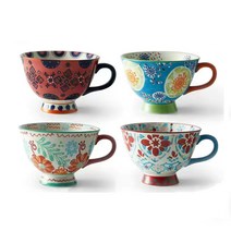 BLOWFISH FUGU 커피 머그잔 450ml 머그컵 세트, A+B+C+D