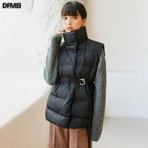 가을 겨울 패딩 베스트 여 숏 한국판 스타일리쉬한 디자인 느낌 나시 화이트 오리털 아우터