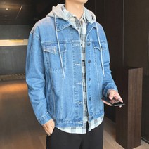 브이와이 남자 데일리 후드 탈부착 데님 청자켓 봄 가을 자켓