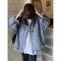 YAPOGI 여자 빅사이즈 루즈핏 청자켓 코트 봄가을 하프 기장