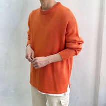 라운지21 남자 오버핏 옆트임 라운드 니트