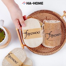 하홈 친환경 천연 생분해 루파 자연 수세미 패드 원통형 주방 설거지, 4개