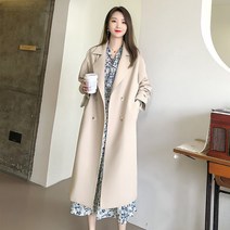 YAPOGL 롱 여성 더블 트렌치 코트 외투