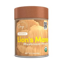 OMG! 슈퍼푸드 유기농 사자 갈기 버섯 파우더 - 100％ 순수 USDA 인증 유기농 - 섬유 단백질 및 철분 공급원 - 99.2g (3.5온스) (1팩)