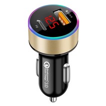 주행충전기 시거잭 충전기 usb car Charger mini lcd display 3.0 quick charge 6a 36w fast for iphone 12 huawei c, 금