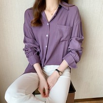 여성 가을 여성복 심플 블라우스 가디건 루즈핏
