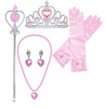 프랑디르 공주 목걸이 악세사리 귀걸이 왕관 요술봉 장갑 세트 파티용품 인싸템, 핑크