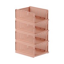 Ygapuzi 2팩 쌓을 수 있는 의류 보관 바구니 정리함 슬라이딩 캐비닛 서랍 선반 DIY 칸막이 분리기 데스크탑 컨테이너 옷장 찬장 주방 욕실 사무실용 (화이트), Pink - 4Pack