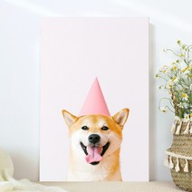 강아지 고양이 애완동물 반려동물 반려견 사진 방꾸미기 인테리어 캔버스 액자, 15고깔모자시바견