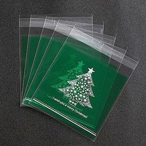 달자샵 20+20 크리스마스 선물포장 화려한 그린트리 디자인 접착봉투 세트 쿠키 사탕 마카롱 초콜릿 다용도 간식포장지, 1세트(20P)+1세트(20P)