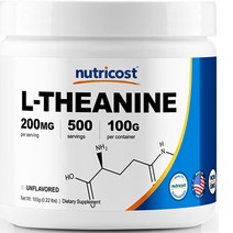 뉴트리코스트 L 테아닌 100g 1개 1서빙 200mg 500회분 L-Theanine Powder [100 GMS]