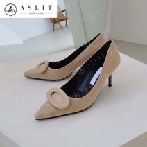 [애슬릿] 스웨이드 스틸레토 라운드 장식 펌프스 7cm