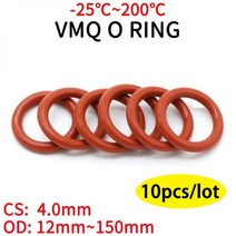 VMQ-빨간색 실리콘 링 개스킷 CS 4mm OD 15 ~ 80mm O 식품 고무 O-링 vmq 구색 hvac 도구 10 개, OD 78mm ID 70mm