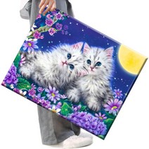 ZOZI액자 캔버스형보석십자수 Diy세트 라운드 비즈 40 X 50cm200 핫 제품, ZF74.귀여운 고양이예요, 40X50cm