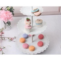 ms소품세상 화이트 레이스 2단 3단 머핀 케익 스텐드 3102 3103, 3103w(3단)-1개