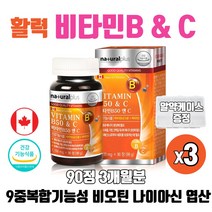 캐나다 비타민비 앤 씨 비타민B 비군 비타민씨 비오틴 판토텐산 나이아신 엽산 비타민C 함유 90정, 90정 x 3개