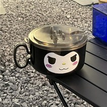 산리오 쿠로미 캐릭터 컵 스테인리스 다용도 스텐 식기 머그 면기 대형 라면기 캠핑 식기, 【304 스테인리스 스틸】1000볼