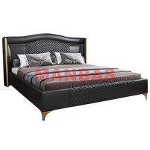 침실 가구 Manbas식 천연 가죽 침대 북유럽 더, bed without mattress