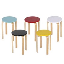 laterior 등받이없는의자 원목 미용보조의자 화장대 진료의자, 화이트