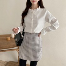 보석 프릴 블라우스 1068137BLOUSE 쉬폰블라우스 베이지 Beige 블랙 Black 아이보리 Ivory 핑크 Pink 캐주