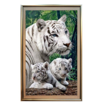 보석십자수 DIY세트 백호와 아기 호랑이 큐빅 비즈 취미, 70x110cm