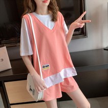 여름 반팔 상하의 세트 페이크SET