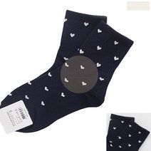 하트 땡땡이 컬러 중목 양말 네이비 3켤레 아줌마 여자 할머니 어르신