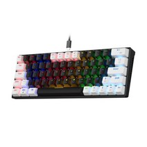 KA6406 키보드 RGB USB 기계 게임 키보드 64 키 유선 분리형 케이블 휴대용 게이머 키보드 레드 스위치 키 캡, 블루 스위치, Black White