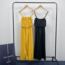 여자 멋스러운 바캉스 스타일링 프릴 끈나시 점프수트