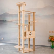 고양이 원목캣타워5단 캣타워 먼치킨 이케아 타워 추천 대형 뚱냥이 선반 구름다리 DIY 캣폴 투명해먹, 단일사이즈, 10