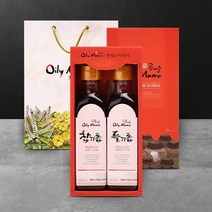 [웰굿]국내산 참기름 들기름 선물세트 2호(참기름180ml 들기름180ml), 180ml