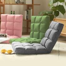 릴렉싱 폴딩 리클라이너 좌식의자 접이식 쇼파 1인리 인테리어 등받이 라운지체어 쿠션의자, 파스텔 그린