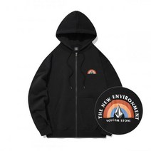 VOLCOM 레인보우 오버핏 기모 후드 집업 블랙