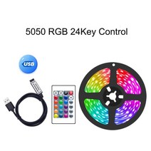 rgbled 스트립 led스트립라이트Led 스트립 조명 5V USB 유연한 네온 스마트 Rgb 테이프 5050 24K 컨트롤, 01 Non Waterproof_03 3M, 01 5050 24key RGB