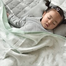 디케이홈 아기 거즈이불 4중거즈 투톤 블랭킷 담요, 그레이 리브