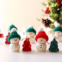 [플로꽁] 눈사람 미니트리캔들세트 크리스마스 트리캔들 인테리어 캔들, 눈사람+미니트리(그린)SET, A타입향(화이트)
