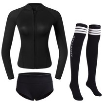 프리다이빙 웻 슈트 서핑복 해녀복 수상스키복 원피스 잠수복 세트 2mm 네오프렌 하이, 검은색, s