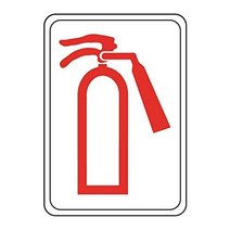 Hillman 848739 Fire Extinguisher Symbol Visual Impact Self Adhesive Sign White and Red Acrylic Plas, 1