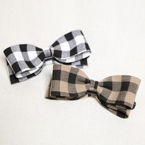 그랑드 체크 바나나핀 헤어 리본핀 핸드메이드 17색