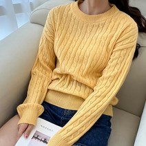 단정한 가을 겨울 코디 여자 꽈배기 긴팔 니트 15색 니트티