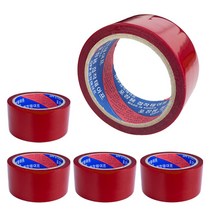 소유 국산 박스 테이프 러버 빨간 택배 포장 사계절용 겨울용, 48mm(폭) x 40M(길이) 빨간색 5개입