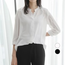 프롬코 여성 칠부 소매 헨리넥 쉬폰 블라우스 FRC154